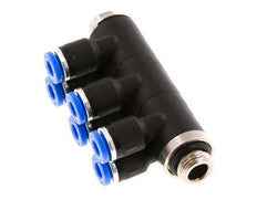 Racor rápido de 6 vías de 4 mm x G1/8'' con rosca macho Latón/PA 66 NBR Giratorio