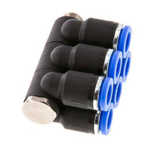 Racor rápido de 6 vías de 8 mm x G1/8'' con rosca macho Latón/PA 66 NBR Giratorio