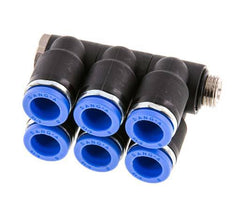 Racor rápido de 6 vías de 8 mm x G1/8'' con rosca macho Latón/PA 66 NBR Giratorio