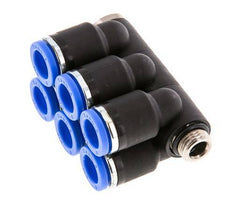 Racor rápido de 6 vías de 8 mm x G1/8'' con rosca macho Latón/PA 66 NBR Giratorio