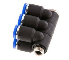Racor rápido de 6 vías de 8 mm x G1/8'' con rosca macho Latón/PA 66 NBR Giratorio