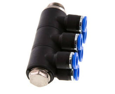 Racor de 6mm x G1/4'' de 6 vías con rosca macho Latón/PA 66 NBR Giratorio