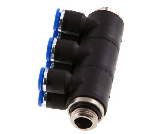 Racor de 6mm x G1/4'' de 6 vías con rosca macho Latón/PA 66 NBR Giratorio