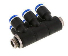 Racor rápido de 6 vías de 8 mm x G1/4'' con rosca macho Latón/PA 66 NBR Giratorio
