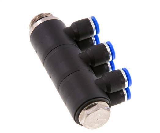 Racor rápido de 6 mm x G3/8'' con rosca macho latón/PA 66 NBR giratorio