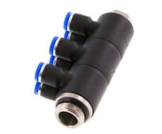 Racor rápido de 6 mm x G3/8'' con rosca macho latón/PA 66 NBR giratorio