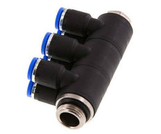 Racor rápido de 6 vías de 8 mm x G3/8'' con rosca macho Latón/PA 66 NBR Giratorio