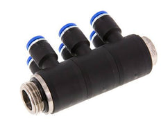 Racor rápido de 6 vías de 8 mm x G1/2'' con rosca macho Latón/PA 66 NBR Giratorio