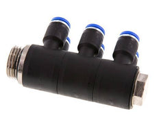 Racor rápido de 6 vías de 8 mm x G1/2'' con rosca macho Latón/PA 66 NBR Giratorio