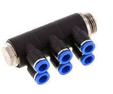 Racor rápido de 6 vías de 8 mm x G1/2'' con rosca macho Latón/PA 66 NBR Giratorio