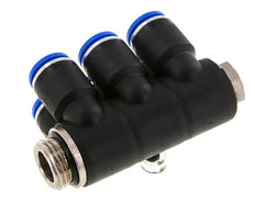 Racor rápido de 6 vías 12mm x G1/2'' con rosca macho Latón/PA 66 NBR Giratorio