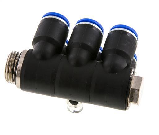 Racor rápido de 6 vías 12mm x G1/2'' con rosca macho Latón/PA 66 NBR Giratorio