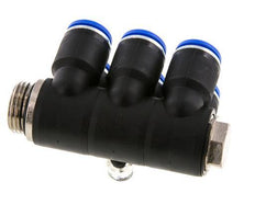Racor rápido de 6 vías 12mm x G1/2'' con rosca macho Latón/PA 66 NBR Giratorio