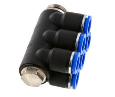 Racor rápido de 6 vías 12mm x G1/2'' con rosca macho Latón/PA 66 NBR Giratorio