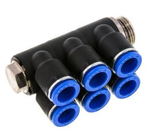 Racor rápido de 6 vías 12mm x G1/2'' con rosca macho Latón/PA 66 NBR Giratorio