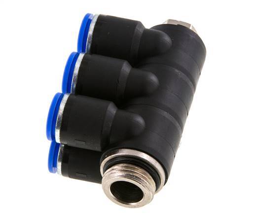 Racor rápido de 6 vías 12mm x G1/2'' con rosca macho Latón/PA 66 NBR Giratorio
