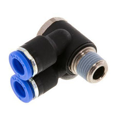Codo doble de 90 grados de 6mm x R1/8'' con rosca macho latón/PA 66 NBR giratorio [2 piezas]