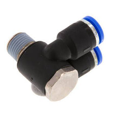 Codo doble de 90 grados de 6mm x R1/8'' con rosca macho latón/PA 66 NBR giratorio [2 piezas]