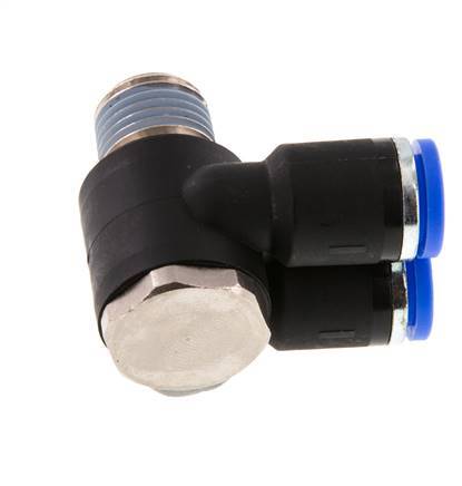 Codo doble de 90 grados de 8mm x R1/4'' con rosca macho Latón/PA 66 NBR Giratorio