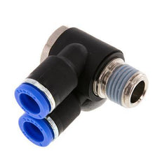 Codo doble de 90 grados de 8mm x R1/4'' con rosca macho Latón/PA 66 NBR Giratorio