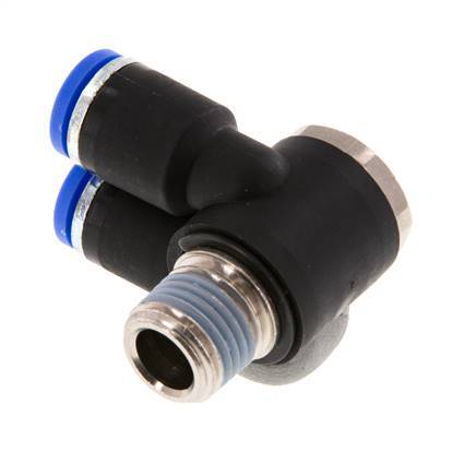 Codo doble de 90 grados de 8mm x R1/4'' con rosca macho Latón/PA 66 NBR Giratorio