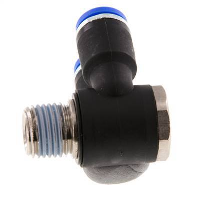Codo doble de 90 grados de 8mm x R1/4'' con rosca macho Latón/PA 66 NBR Giratorio