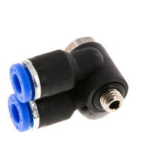 Codo doble de 90 grados de 4mm x M 5 con rosca macho latón/PA 66 NBR giratorio [2 piezas]