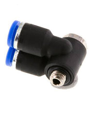 Codo doble de 90 grados de 4mm x M 5 con rosca macho latón/PA 66 NBR giratorio [2 piezas]
