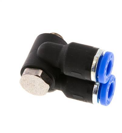 Codo doble de 90 grados de 4mm x M 5 con rosca macho latón/PA 66 NBR giratorio [2 piezas]