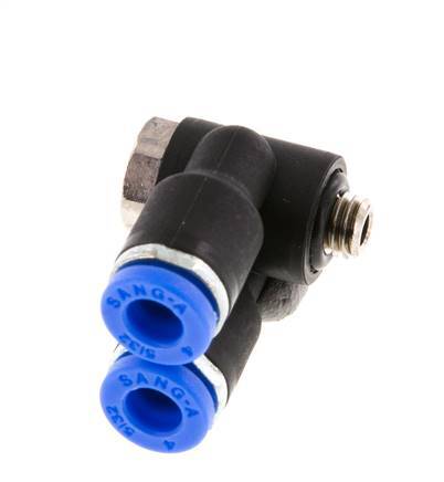 Codo doble de 90 grados de 4mm x M 5 con rosca macho latón/PA 66 NBR giratorio [2 piezas]