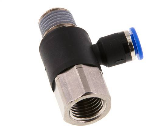 Racor rápido de 6mm x R1/4'' con rosca macho-hembra Latón/PA 66 NBR giratorio [2 piezas]