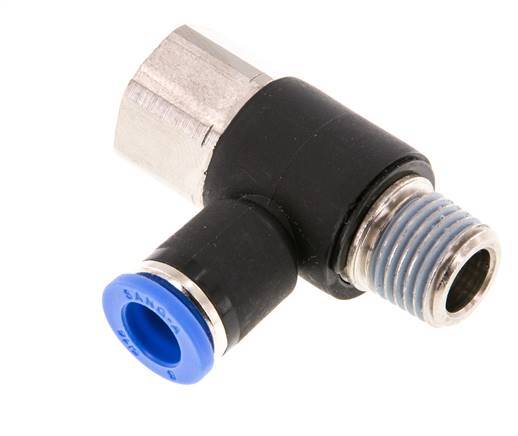 Racor de 8mm x R1/4'' con rosca macho-hembra latón/PA 66 NBR giratorio [2 piezas]