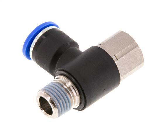Racor de 10mm x R1/4'' con rosca macho-hembra Latón/PA 66 NBR Giratorio