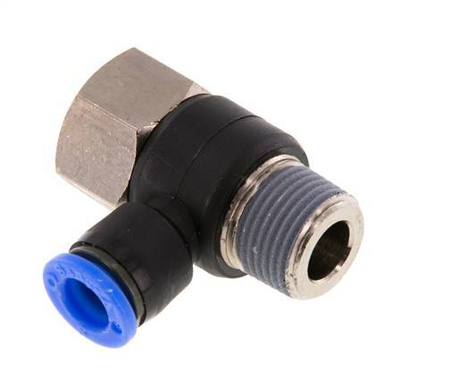 Racor de 8mm x R3/8'' con rosca macho-hembra Latón/PA 66 NBR Giratorio