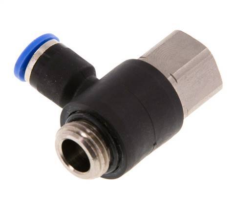 Codo de 6mm x G1/4'' con rosca macho-hembra latón/PA 66 NBR [2 piezas]