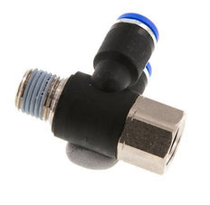 Codo doble de 90 grados de 8mm x R1/4'' con rosca macho-hembra Latón/PA 66 NBR Giratorio