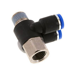Codo doble de 90 grados de 8mm x R1/4'' con rosca macho-hembra Latón/PA 66 NBR Giratorio