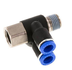 Codo doble de 90 grados de 8mm x R1/4'' con rosca macho-hembra Latón/PA 66 NBR Giratorio