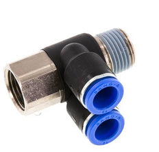 Codo doble de 90 grados de 12mm x R1/2'' con rosca macho-hembra Latón/PA 66 NBR Giratorio