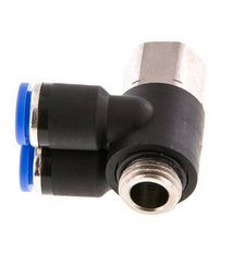 Codo doble de 90 grados de 8mm x G1/4'' con rosca macho-hembra Latón/PA 66 NBR Giratorio