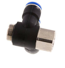 Racor rápido doble de 90 grados de 10 mm x G3/8'' con rosca macho-hembra Latón/PA 66 NBR Giratorio