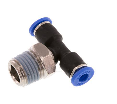 Racor en T de 4mm x R1/4'' con rosca macho latón/PA 66 NBR giratorio [2 piezas]