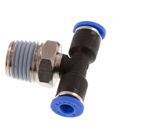 Racor en T de 4mm x R1/4'' con rosca macho latón/PA 66 NBR giratorio [2 piezas]