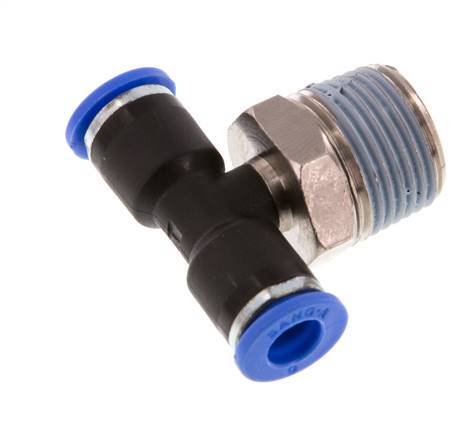 Racor en T de 6mm x R3/8'' con rosca macho latón/PA 66 NBR giratorio [2 piezas]