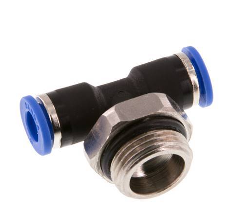 Racor en T de 6mm x G3/8'' con rosca macho latón/PA 66 NBR giratorio [2 piezas]