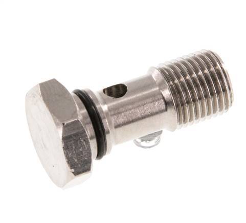 Perno banjo de latón niquelado de 1 vía con rosca macho G1/8'' NBR [5 piezas]