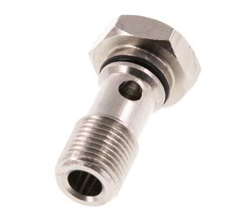 Perno banjo de latón niquelado de 1 vía con rosca macho G1/8'' NBR [5 piezas]