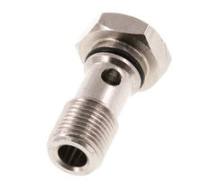 Perno banjo de latón niquelado de 1 vía con rosca macho G1/8'' NBR [5 piezas]