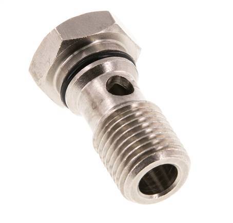 Perno banjo de latón niquelado de 1 vía con rosca macho G1/4'' NBR [2 piezas]