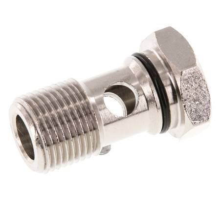 Perno banjo de latón niquelado de 1 vía con rosca macho G3/8'' NBR [2 piezas]
